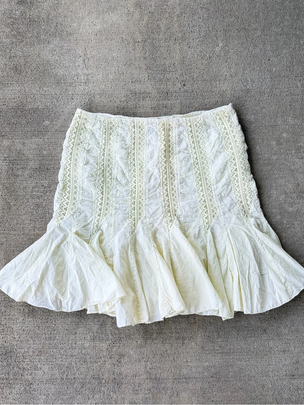 Vintage 90s Rhapsody lace coquette cottagecore ruffle boho flowy mini skirt - Picture 5 of 7